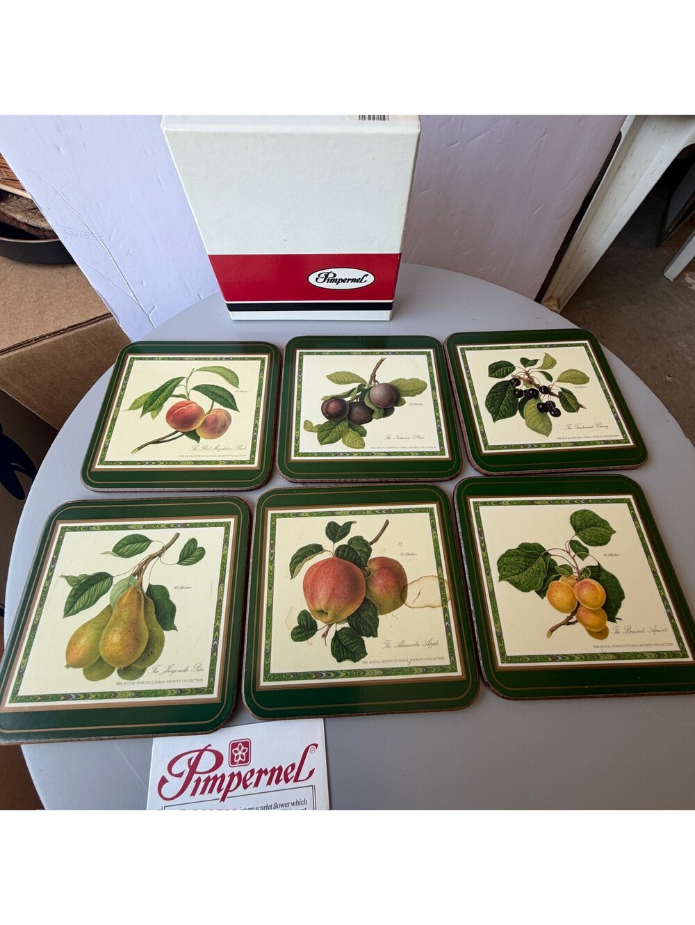 Vintage Pimpernel Royal Horticultural Society Coasters Set of 6 Fruit Botanical
